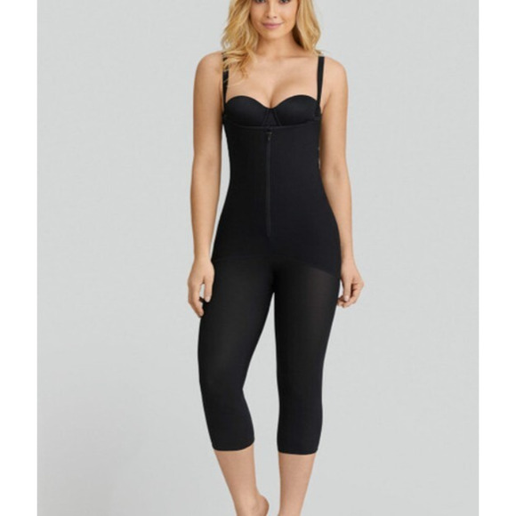 Leonisa M Pants Jumpsuit Hook-and-Zip Mid-Calf Sculpting Body Shaper Shapewear